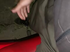Huge biker dick on the street at night