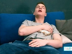 Slender dark-haired twink gets off while playing with a sex toy