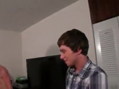 Naked college guy playing gay to be in the fraternity