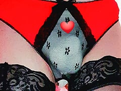 I pee in stockings in red panties