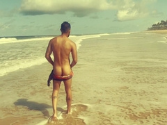 Naturist Beach - Dan bare and rock hard jacking off on the beach teaser
