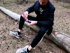 Big cock, public, masturbation