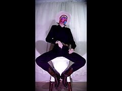 Western Cowboy Strokes Cock on Bar Stool Till Ejaculation!