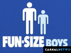 Young Austin Young got spit-roasted in a threesome by muscular Steele and Dietrich