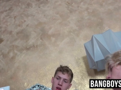 Slender Jannis receives throat fucking and barebacking from two dudes