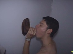 Chocolate Colombian stud Camilo breeds cute twink Juan Ferrer at the bareback gloryhole