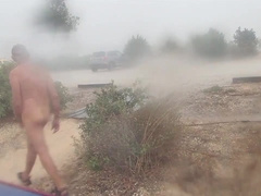nude in the storm in a cruising parking bunch