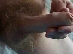 Hairy masturbation in slo-mo. Uncut, uncircuncised.