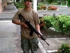 Straw boy military gets excited a lot he pulls his penis boo