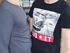 Gay Boyfriends Smoking and Stroking Their Big Dicks