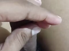 Massaging my uncut dick