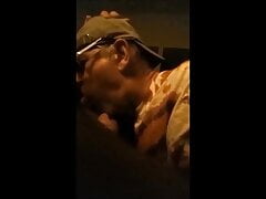 Sucking My Good Buddy in Low-lit Living Room