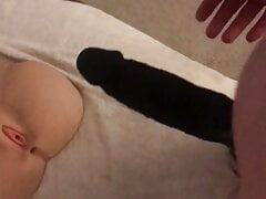 Huge Cock sleeve playing with silicone doll