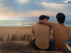 STAXUS :: Beach Stud Plowers :: Surfer pals, can't contain their passion on the beach