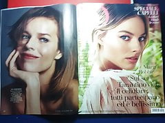 EVA HERZIGOVA, MARGOT ROBBIE DOUBLE CUMTRIBUTE OVER MAGAZINE