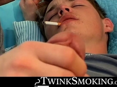 Blonde Hoyt Jaeger rides the throbbing cock of heavy smokers Jeremiah Johnson and Ken