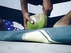 Coconut will also give you real pleasure like ass and pussy. Try not to cum fast. Nariyal ko choda or pani andar nikal diya.