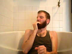 Bearded boy Morning urinate