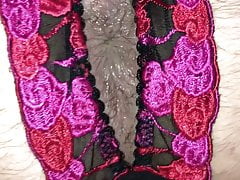 Anal play in crotchless panties
