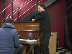 Sexy gay boys are willing to try a new pose on the piano