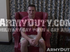 Inked beefcake Allen Lucas strokes his smooth balls and fat dick