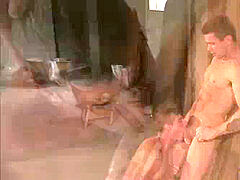 ass-fucked buff guy spunks