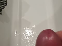 Slomo, cumshot in the shower, slomo camera, ropes catches hard