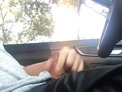 Jerking off in car with cum