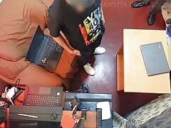 Laptop repairman helps me to fix my broken laptop and cum