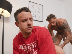 Christmas fuck with a candy cane in his asshole
