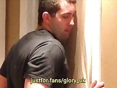 Cute guy visits the gloryhole with face close-up