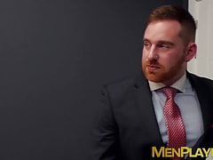 Bearded businessman hunk tearing up some tight butt