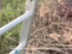 Ass eating, big cock, outside