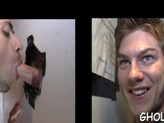 Deep Throating homosexual sausage in a gloryhole