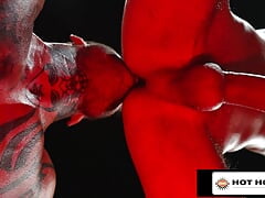 Red Hot Tattooed Hunk Shoves His Massive Cock Into Jock