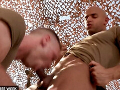 Soldiers are having sex in the desert in this one