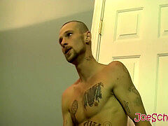 tatted skinny guy has his knob sucked by older gay