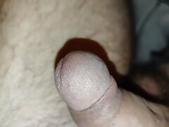 I jerk off my head, the white guy masturbates and cums on his stomach.
