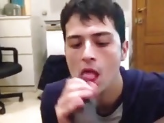 He sucksoff a black cock