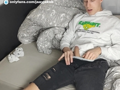 Jakob jerks and fingers himself after school until he cums