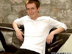 Cute UK twink jerking off big cock solo