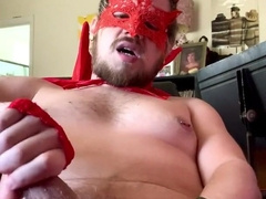 Halloween costume gets caked in jism after a fine masturbate