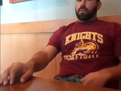 Bearded Bro Public Jerk Off in A Coffee Shop