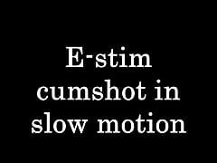 Estim cumshot in slow motion