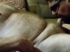 Hot homemade video of a hot guy deepthroating his dad's big cock