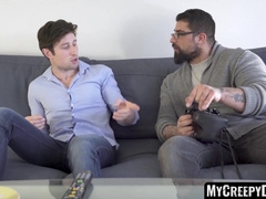 MyCreepyDad.com - Bearded daddy's deep, raw penetration of young jock after oral worship