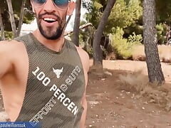 Six pack Argentinian male cumming in public