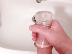 having some fun in bathroom