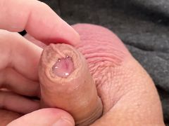 play with the foreskin of my juicy little cock