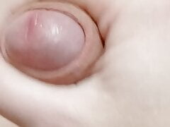 Handsome guy jerking off at home